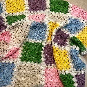 Colorful Crochet Patchwork Blanket homemade